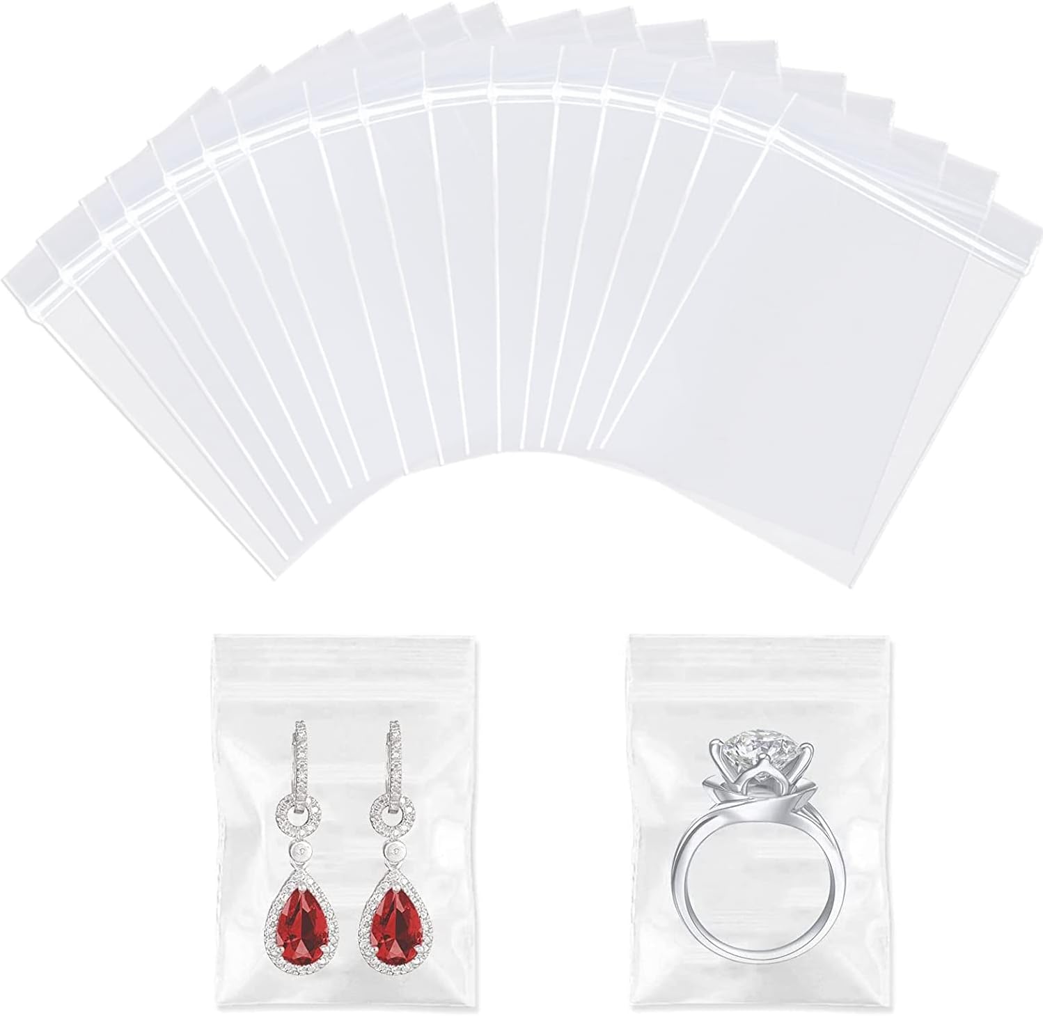 50 Pcs Ziplock Bags, 5 x 7 cm Small Plastic Bags, Clear Storage Pouches Resealable, Poly Zip Lock Bags, for Kitchen Storage, Jewellery, Diamond Painting, Small Cookies and Sweets