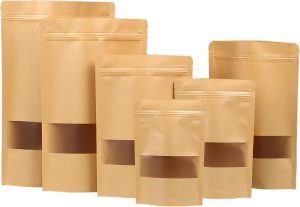 100Pcs Kraft Bags With Window,14 * ...