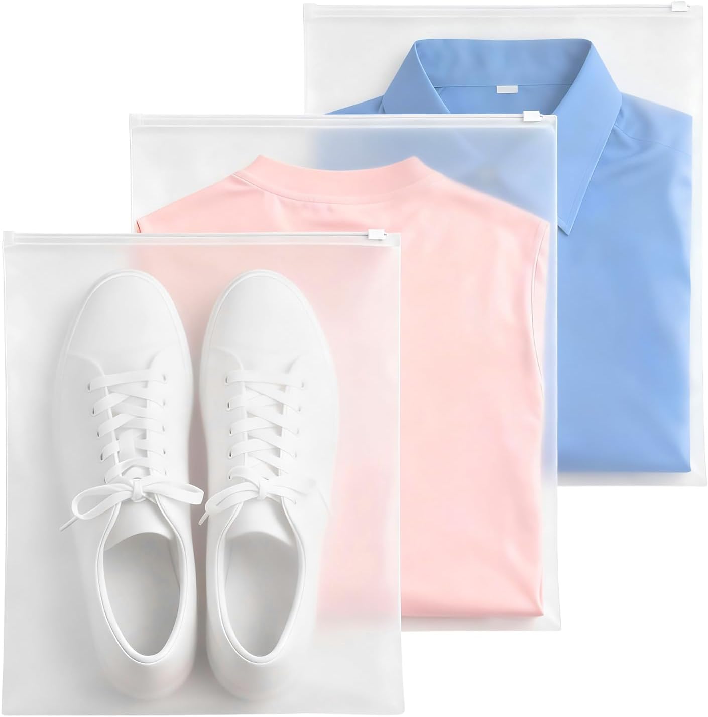 40 Pack Reusable Ziplock Bags, 40 x 30cm Large Ziplock Bags Travel Clothes Storage Bag, Transparent Fully Sealed Bag Waterproof Multi-Purpose Sealable, Pouches for Organizing Clothes, Shoes, Cosmetics