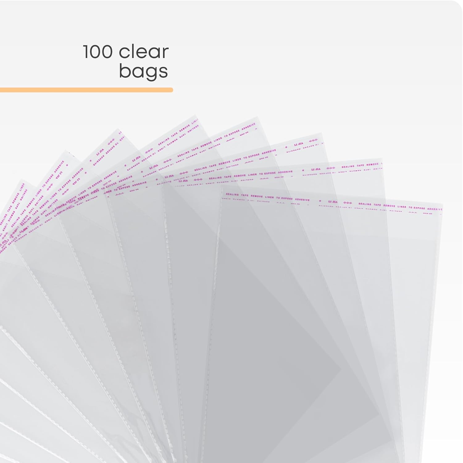 100 Pack Self Seal Clear Cellophane Bags - A4 Self Adhesive Cookies Bags, Small Cellophane Bags for Cookies, Sweets, Gifts, Jewelry - Transparent Small Plastic Bags (22 x 31 cm) - Image 3