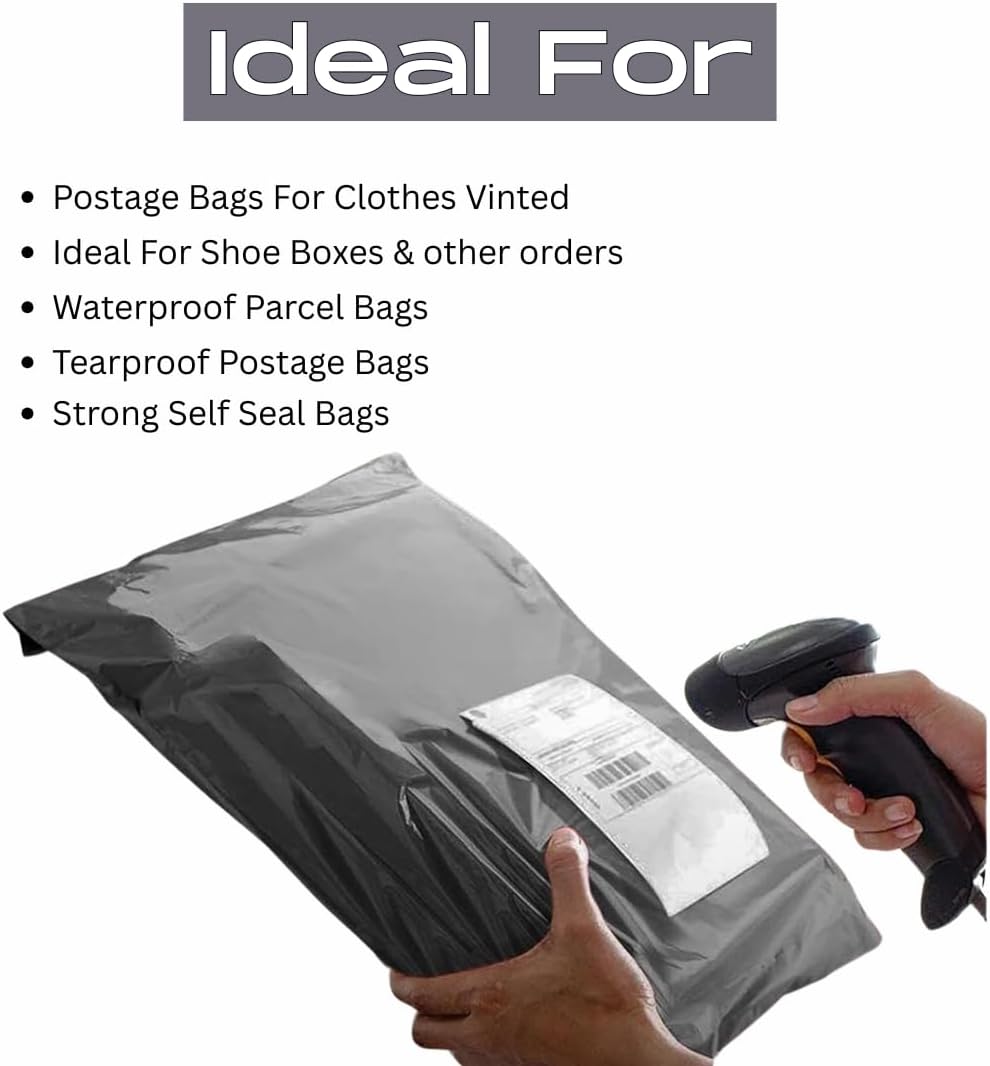 100 Mailing Bags, Shipping Poly Postal Self Seal Bags in Size 12” x 16" Inch Size Medium Mailing Bags Postage Packaging Bags 305mm to 407mm - Image 3