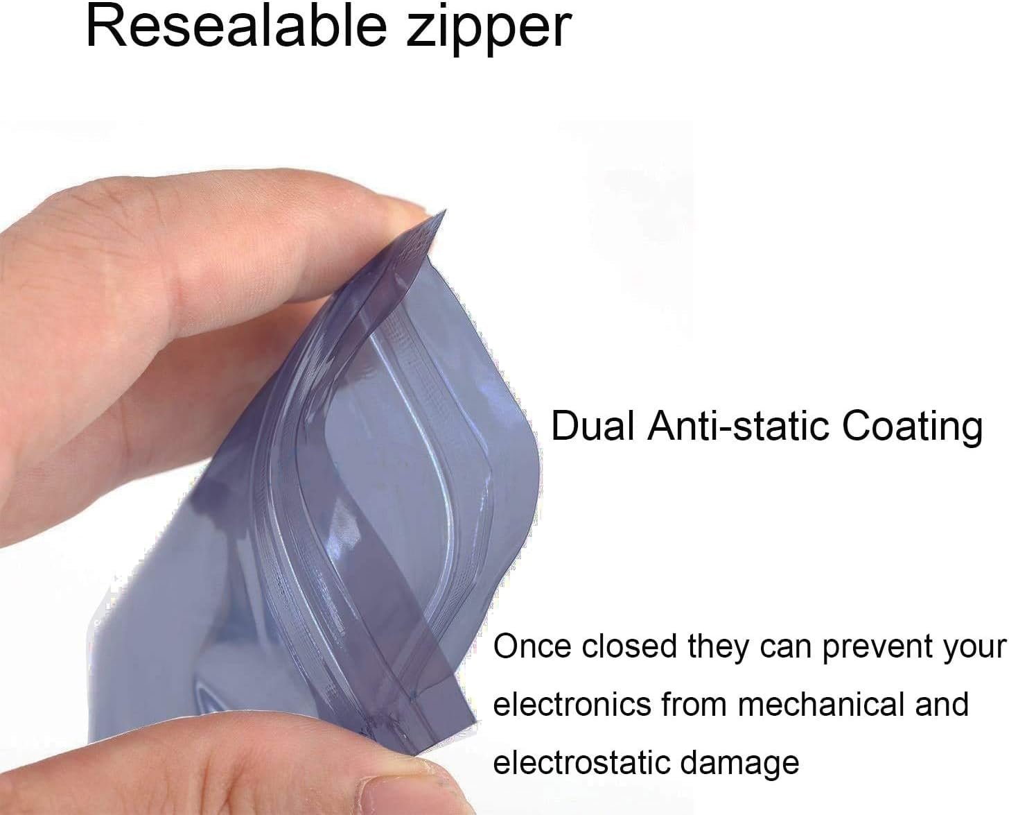 esd bags,10pcs Premium Anti-Static Resealable Bags 15 X 20 cm 5.9''x7.9" Plastic Static Free Bag for Motherboard 2.5in 3.5in hard drives SSD HDD ddr3 Ram Computer Electronic Components harddrive bags - Image 3