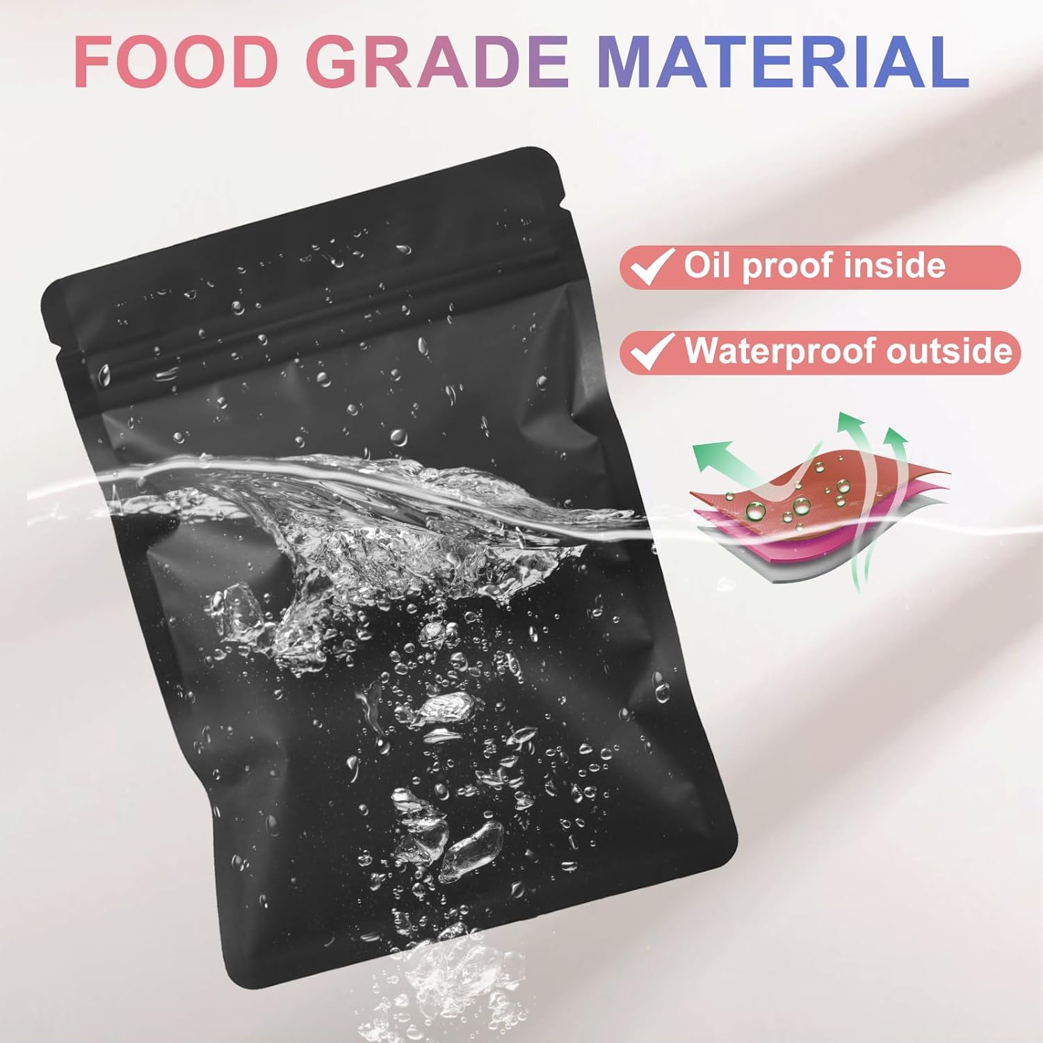 120 Pcs Mylar Bags 7x10 cm Smell Proof Bag Resealable Foil Ziplock Bags Black Grip Seal Packaging Baggies Self Sealing Sweet Pouches for Food Storage Coffee Cookies Candy Seed Jewelry Sample - Image 6