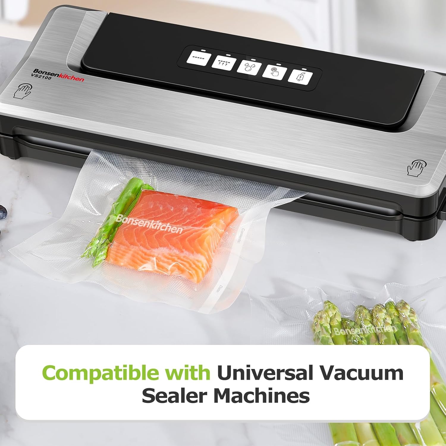 Bonsenkitchen Vacuum Food Sealer Rolls Bags, 2 Packs 20 cm x 600 cm Storage Bags, BPA Free, Heavy Duty Commercial Customized Size for Food Storage and Sous Vide Cooking (VB3206) - Image 5