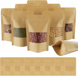AUAUY 55Pcs Stand Up Pouches, Kraft...