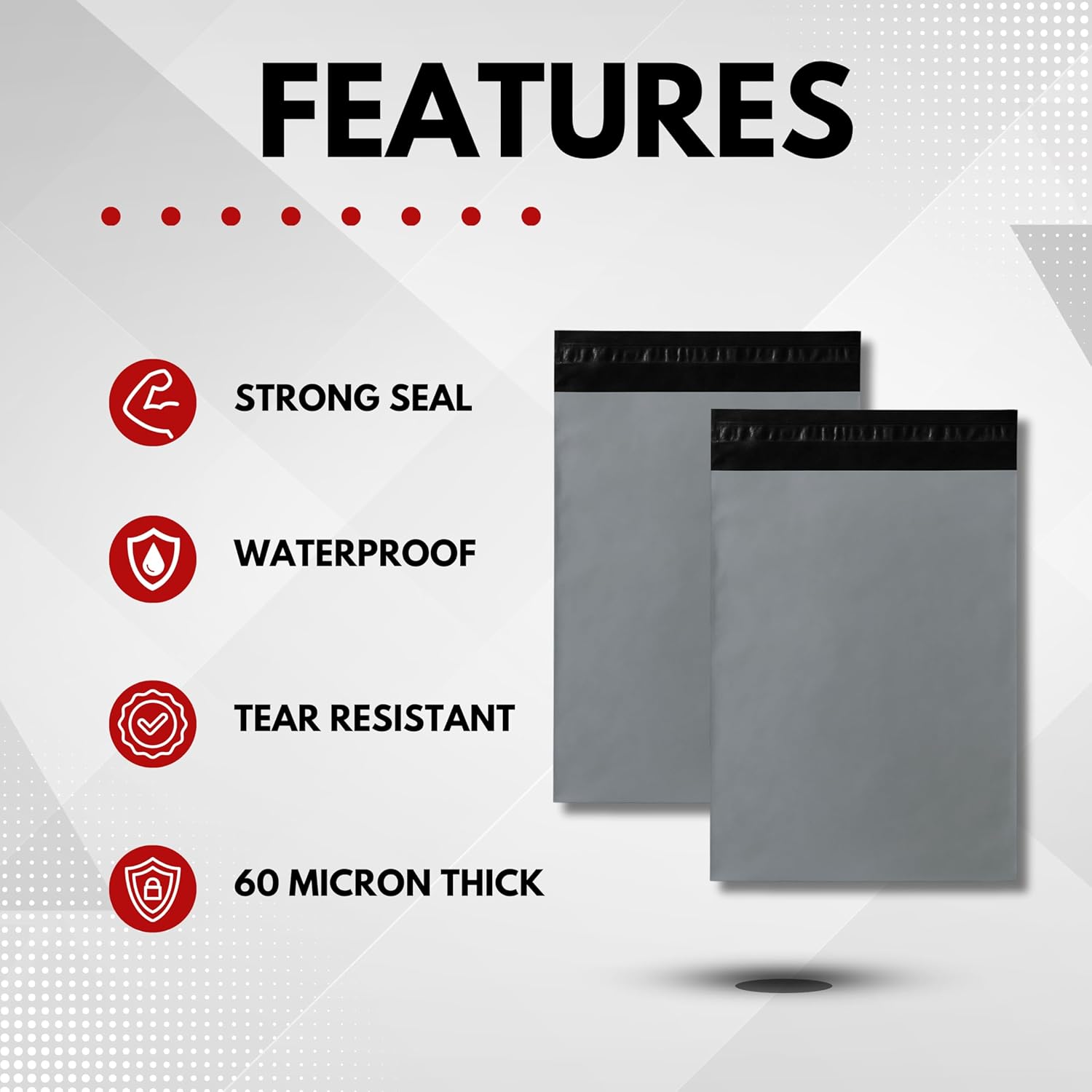 Somwell – 10 x 14 Inch Grey Mailing Bags, Pack of 50, Strong Polythene Postal Mail Bags, Self-Seal Closure, Waterproof, Tearproof & Lightweight Plastic Mailing Parcel Delivery Bags (50, 10 x 14) - Image 3