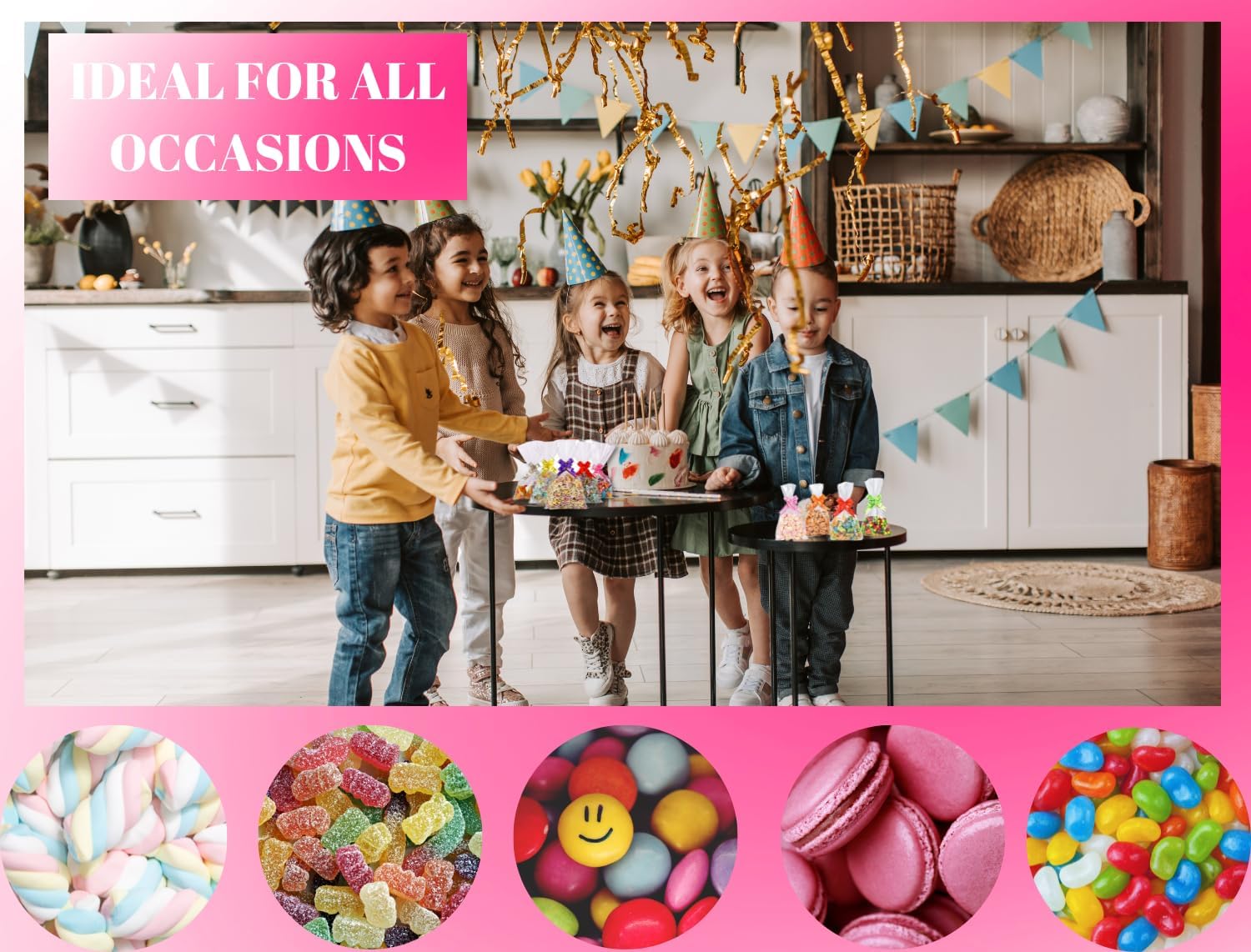 MAARA Small Cellophane Bags, Pack Of 80 (5"X7"/13X18cm) Clear Food Safe Sweet Bags, Flat Bottom Plastic Party Treat Bags With Pull Bows For Cookies, Biscuits, Clear Gift Bags - Image 7