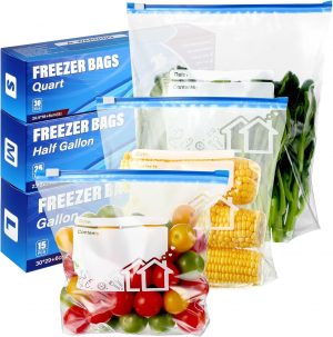 70 Pcs Zip Lock Bags, 3 Sizes Freez...