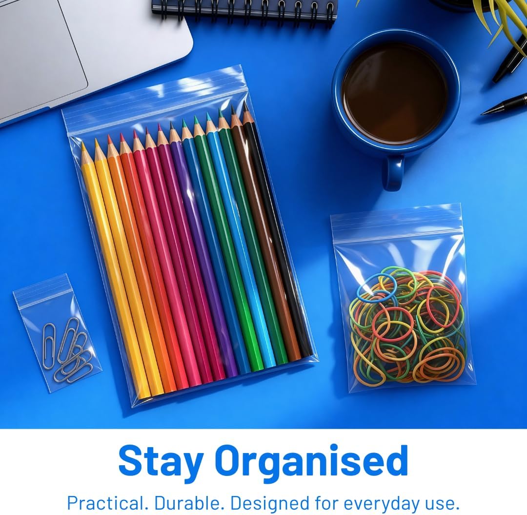 Grip Seal Bags 3.5 x 4.5", 200 Pack, Small Clear Plastic Resealable, Storage Organisation Food Grade - Image 2