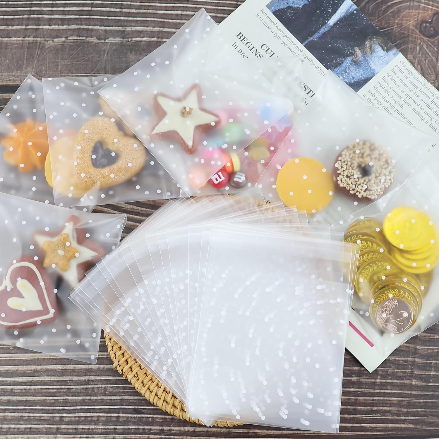 100 PCS Cellophane Bags for Sweet - 10 x 15 cm Self Adhesive Small Plastic Packaging Bags for Wax Melt Soap Jewellery, Clear Frosted Plastic Package for Food Cookie Chocolates Biscuit Candy (10x15cm) - Image 6