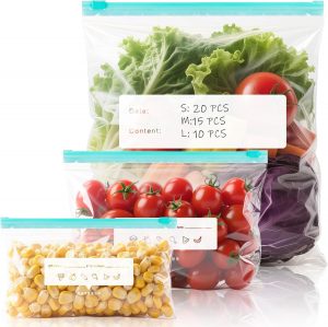 45 Pcs Food Storage Freezer Bags, 3...