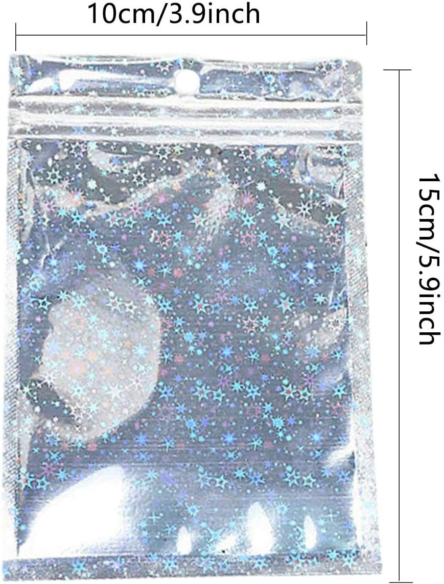50 PCS Self Sealing Cookie Bags, Foil Ziplock Bags Resealable Wax Melts Packaging Jewellery Mylar Sweet Packaging Foil Pouch Holographic Pouches for Candy Biscuits (10 * 15cm) - Image 2