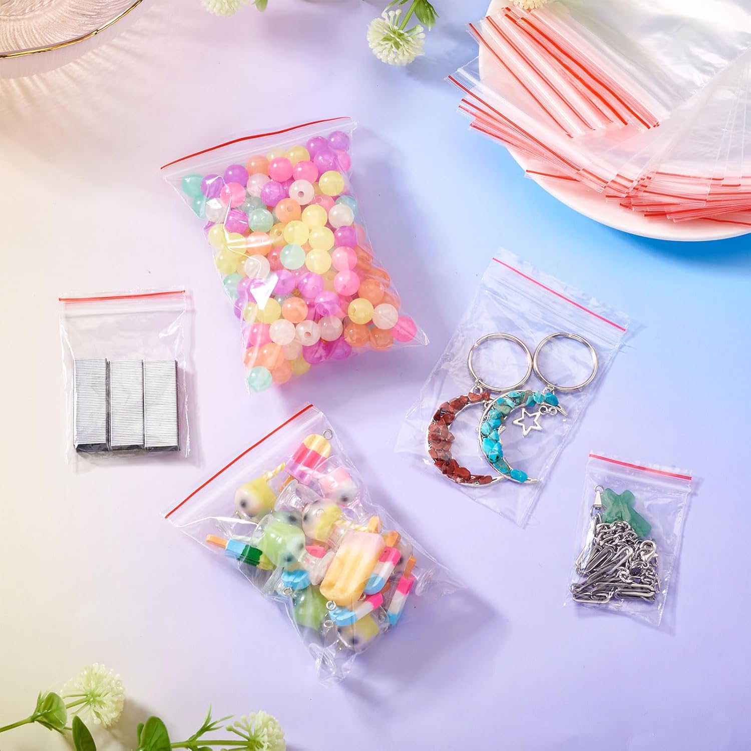 500pcs Plastic Zip Bags 5 Sizes Resealable Packaging Bags Clear Zipper Sealing Pouches for Party Favor Storage Jewelry - Image 2