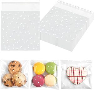 100pcs White Dot Cellophane Bags 10...