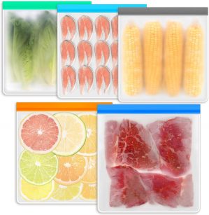 5Pcs Reusable Gallon Freezer Bags B...