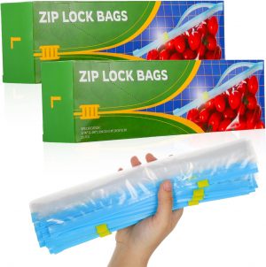 50 Pcs Food Storage Freezer Bags, R...