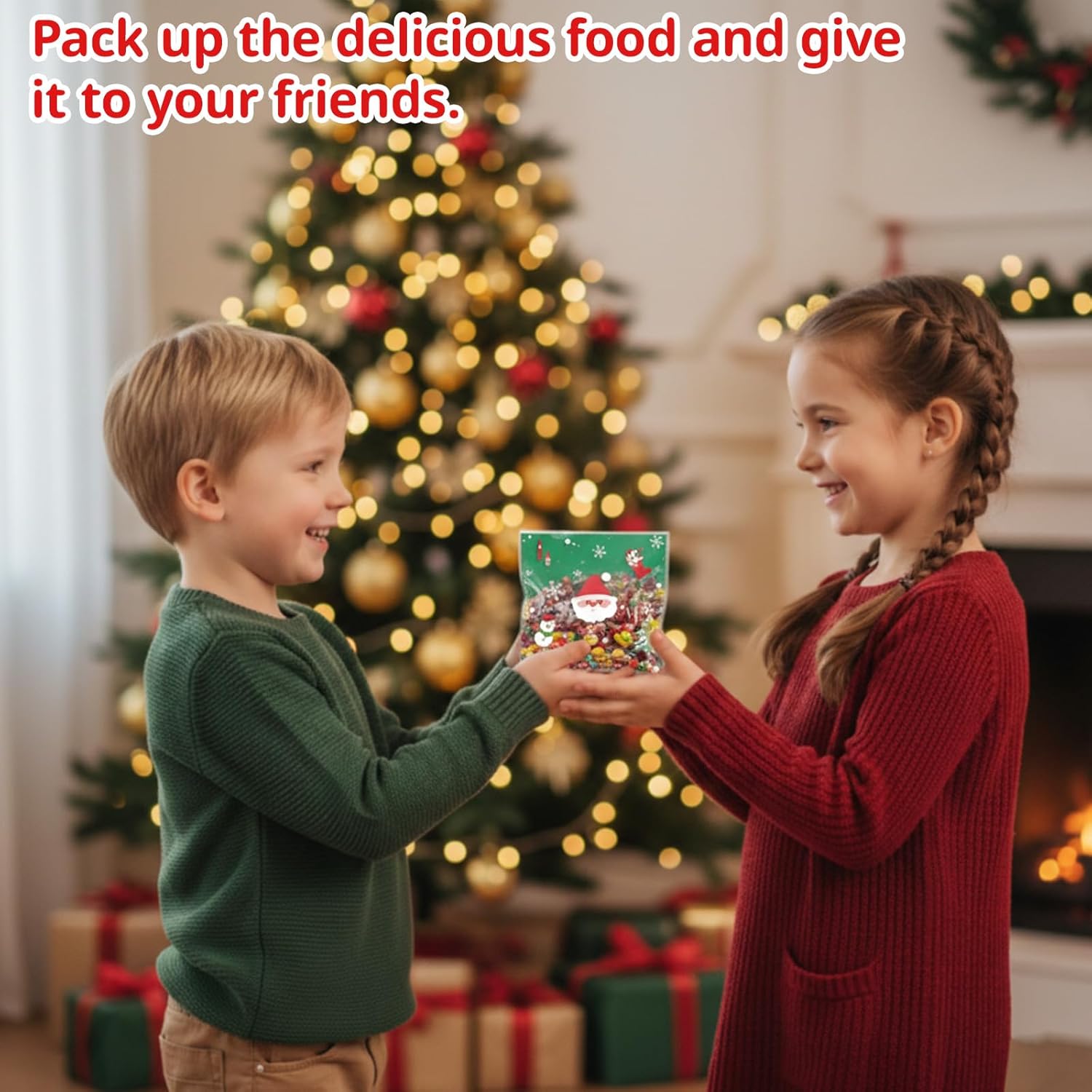 Christmas Sweet Bags, 200 Count Self Seal Cookie Bags, Small Christmas Bags with Adhesive Closure, Sweet Bag Empty for Holiday Treats and Gifts - Image 7