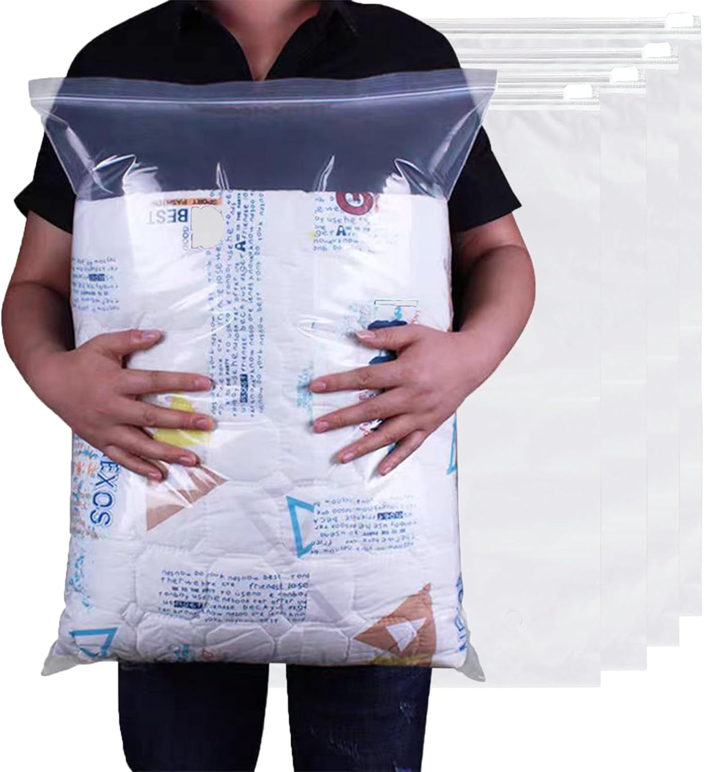 20Pcs Clear Zip Lock Clothes Bags Large Travel Clothes Storage Bags Resealable Large Plastic Luggage Pouch For coats, bulky clothes, bath towels and organizing 50 x 60 cm