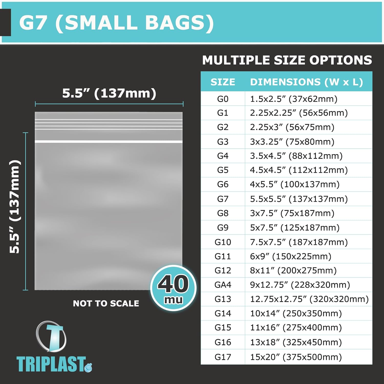 Triplast Grip Seal Clear Plastic Bags - Pick Qty & Size: 200 x G7 (5.5x5.5") - Multipurpose Resealable Polythene Pouches - Click & Seal Small Plastic Bags for Souvenirs, Accessories & Jewellery - Image 2