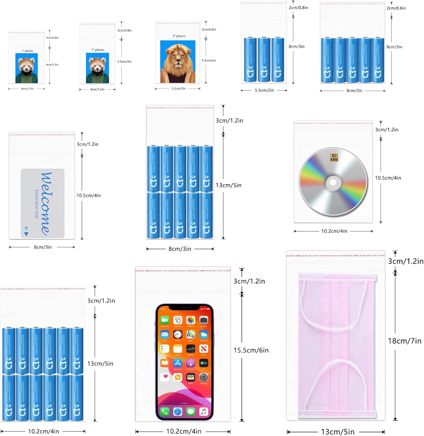 3" x 4" Cello Plastic Poly Bags 200pcs Clear Resealable Cellophane Bags 50µm Self Sealing OPP Poly Bags for Jewelry Earrings Candies Bakery Candle Soap Cookie(13 Sizes for Choosing) - Image 4