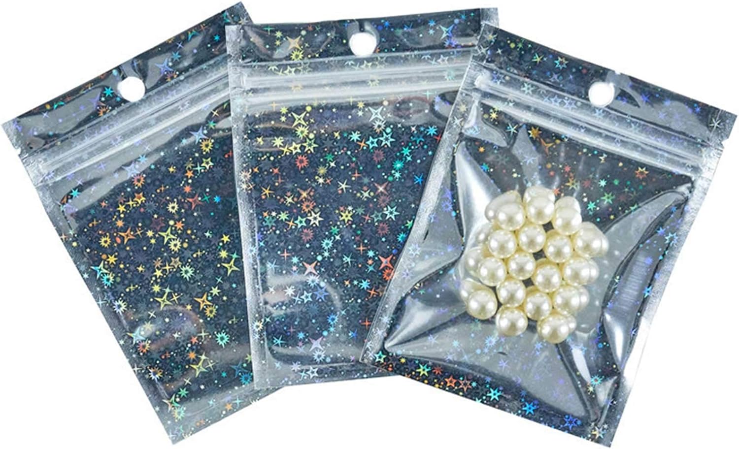 50 PCS Holographic Packaging Bags, Wax Melt Bags Sweet Packaging Jewellery Mylar Bag Foil Pouch Self Sealing Storage Foil Ziplock Bag Cookie Mylar Pouches for Candy Food (7 * 10cm/2.8 * 3.9inch) - Image 3