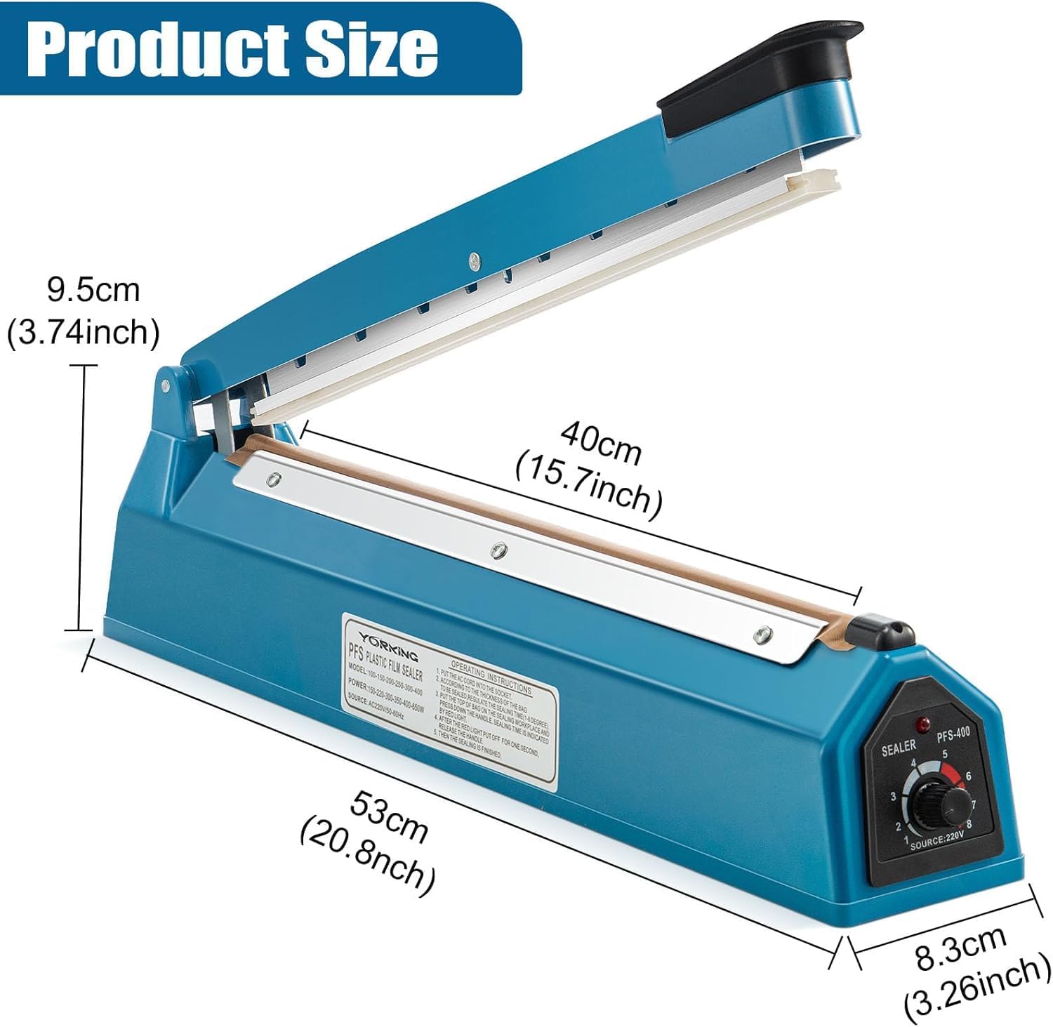 CROWNSHOP 400MM Impulse Heat Sealer Portable Manual Food Film Sealing Machine Pressure Sealing Machine for Plastic Bag for Food Sealing - Image 3