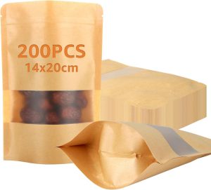 200PCS Kraft Paper Bags with Window...