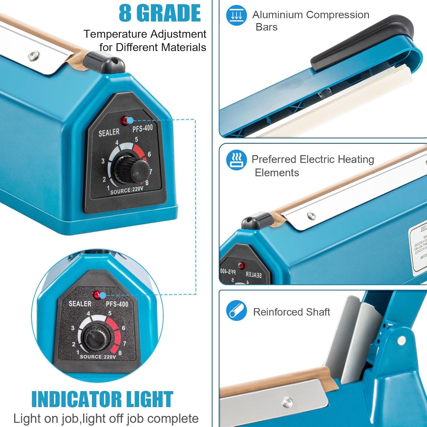 CROWNSHOP 400MM Impulse Heat Sealer Portable Manual Food Film Sealing Machine Pressure Sealing Machine for Plastic Bag for Food Sealing - Image 5