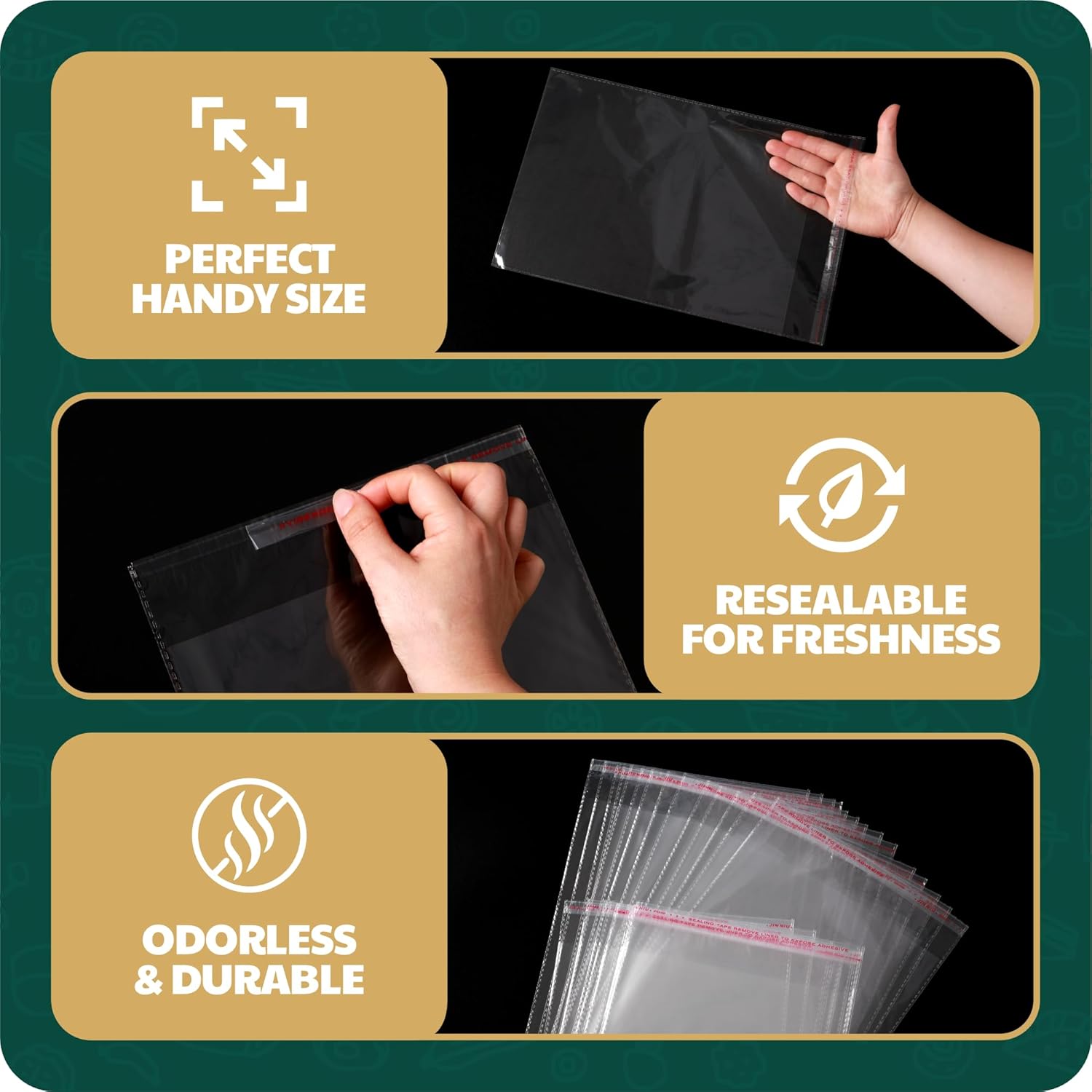 HURUC A4 Clear Self-Seal Cellophane Bags – 100 Pack | Self-Adhesive OPP Bags for Documents, Prints, Cookies, Crafts,Easter, Stationery & Gifts - Image 4