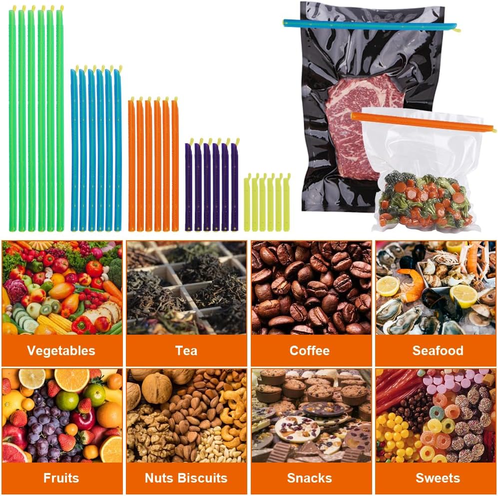 30 Pcs Food Bag Sealer Sticks, 5 Size and Color Magic Bag Sealing Sticks, Moisture-Proof and Fresh-Keeping, Reusable Storage Bag Closures Sticks for Keeping Food, Snack, 9/12.5/18.5/22.5/28.5cm - Image 7
