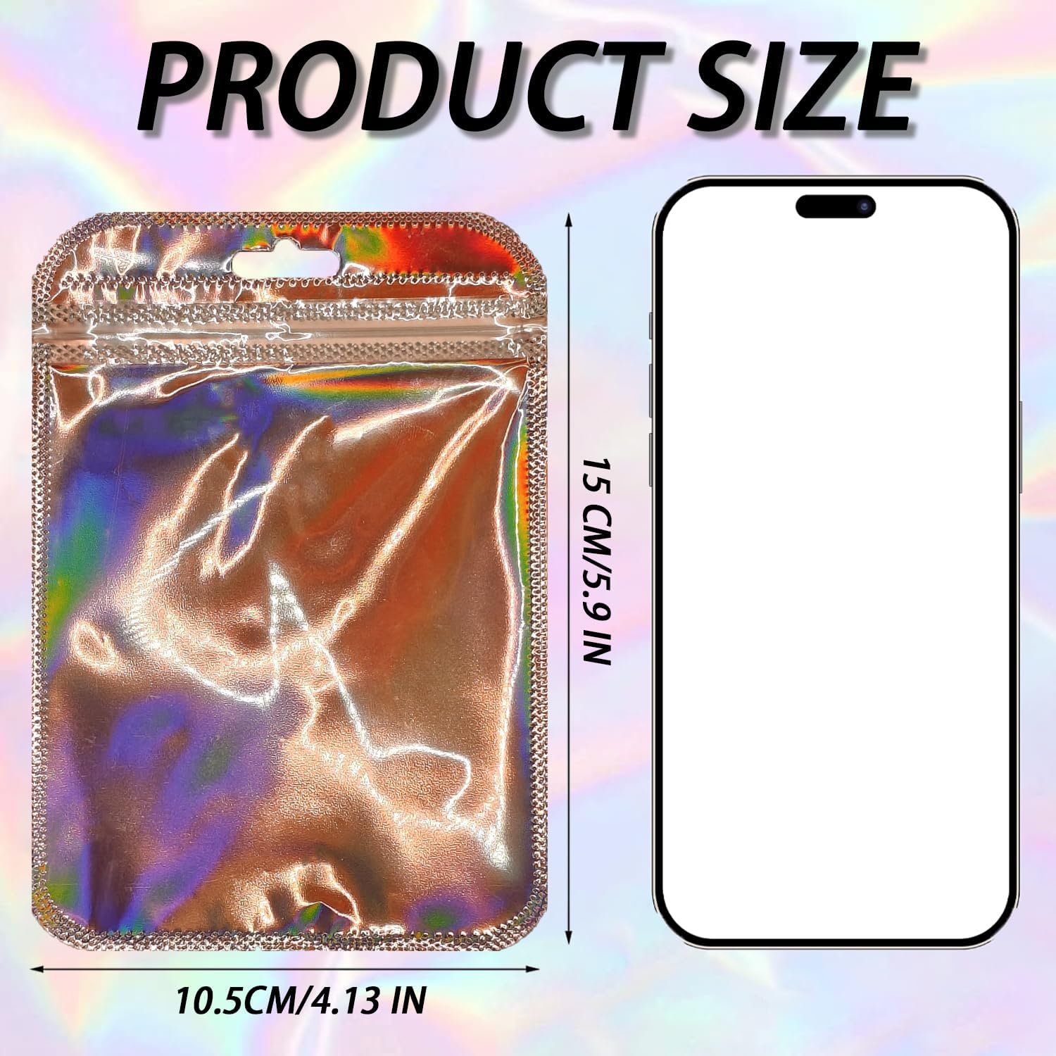 50 PCS Cellophane Bags, 10.5×15cm Pink Plastic Bags, Grip Foil Ziplock bags, Resealable Storage Pouches, Sweet & Cookie & Plastic Bag, Jewellery and Sweets, Perfect for Kitchen Storage (Laser Pink) - Image 2