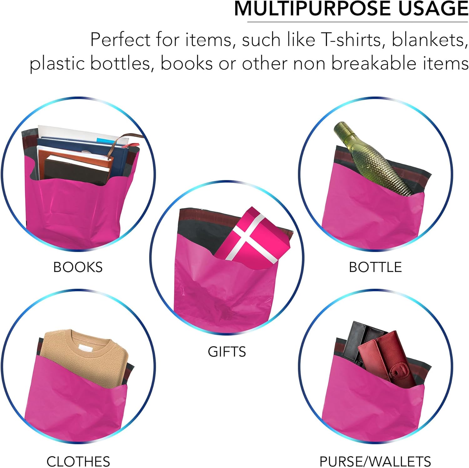 50 Mailing Bag Hot Pink Mailing Poly Postal Self Seal Bags, iSOUL Small 10 x 14 Inch Postage Packaging Assorted Mailers Posting Shipping Post Parcels Package Bags - Image 7