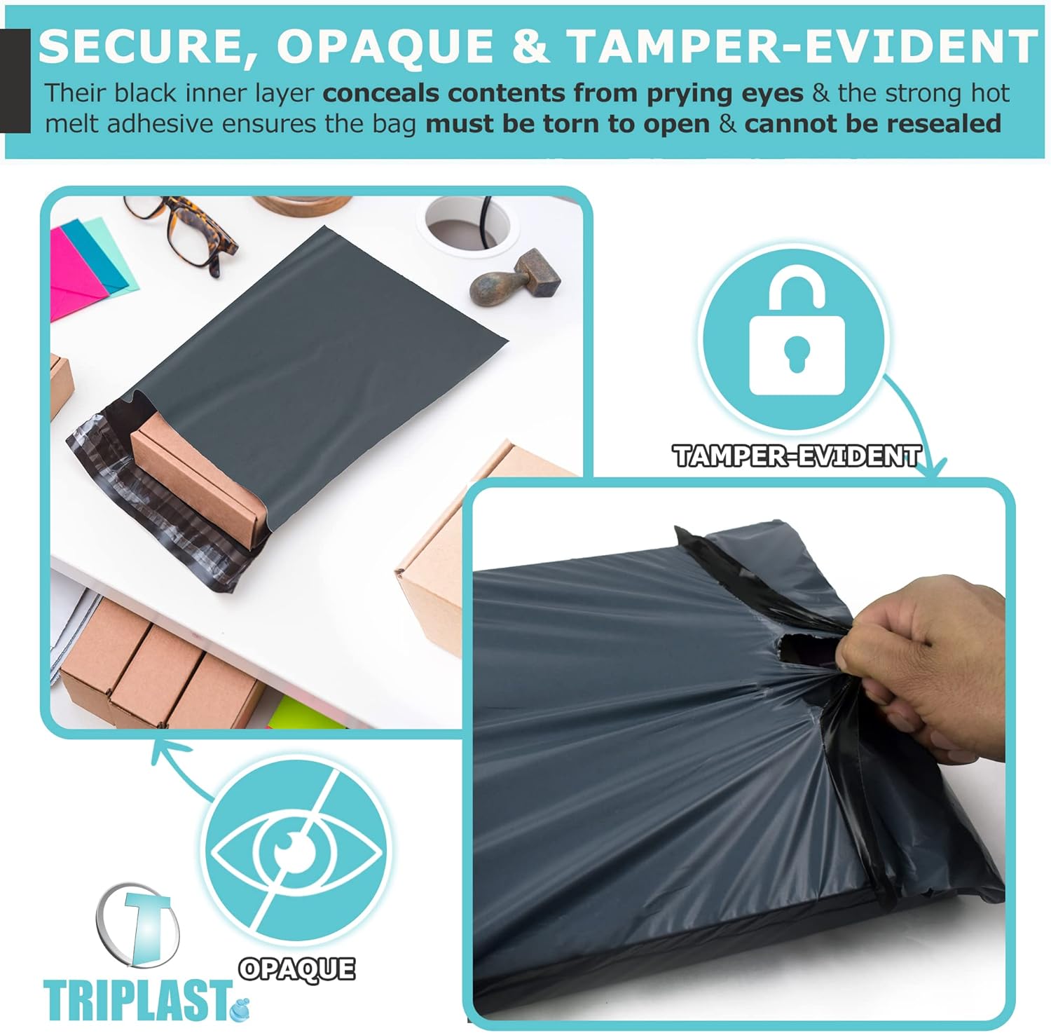 Triplast 9 x 12-Inch Plastic Mailing Postal Bag - Grey (Pack of 100) - Image 4