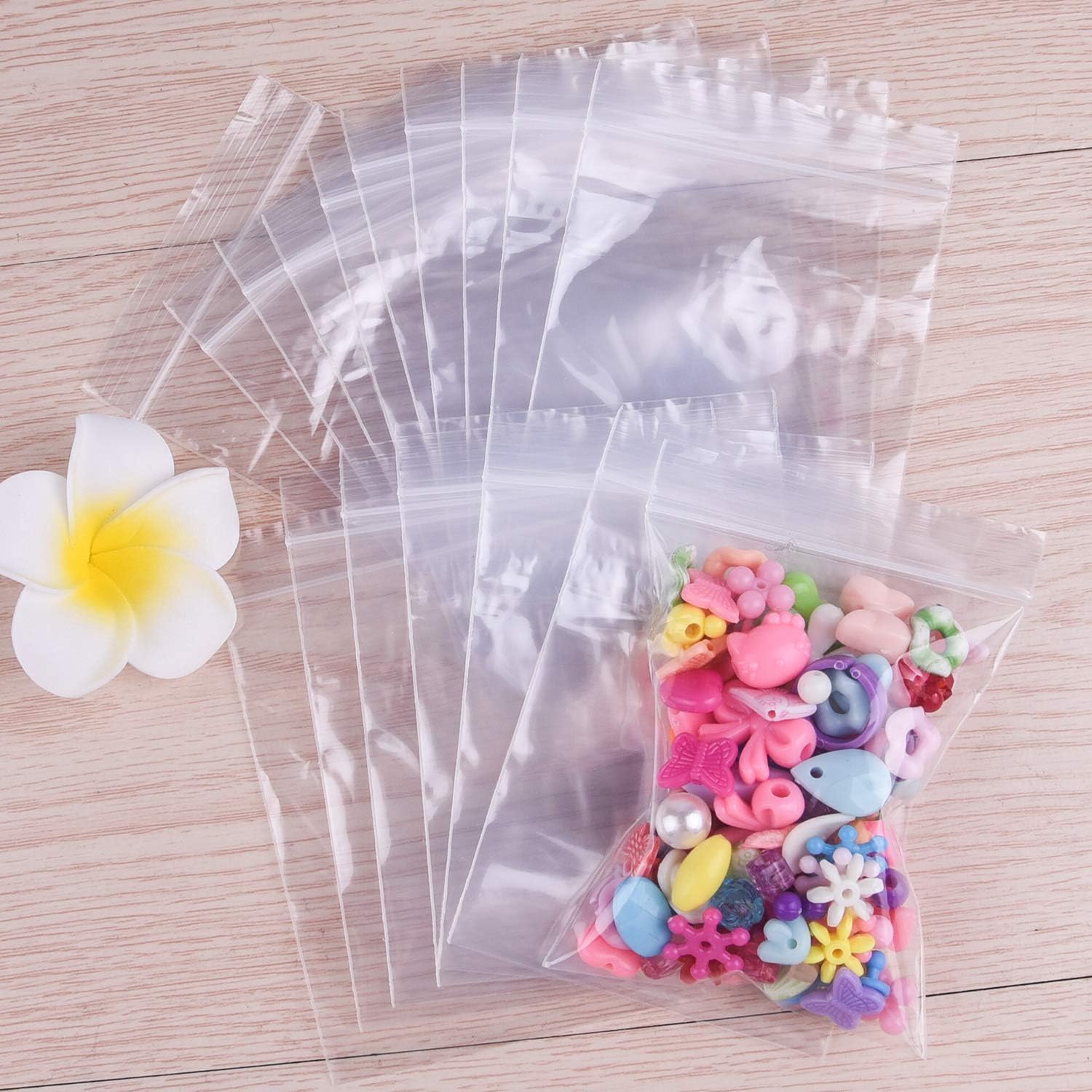 TUPARKA 300pcs Grip Seal Bags, Resealable Storage Bag Zip Lock Bags Small Clear Plastic Bags Poly Self Seal for Food Craft Jewellery Storage - Image 6