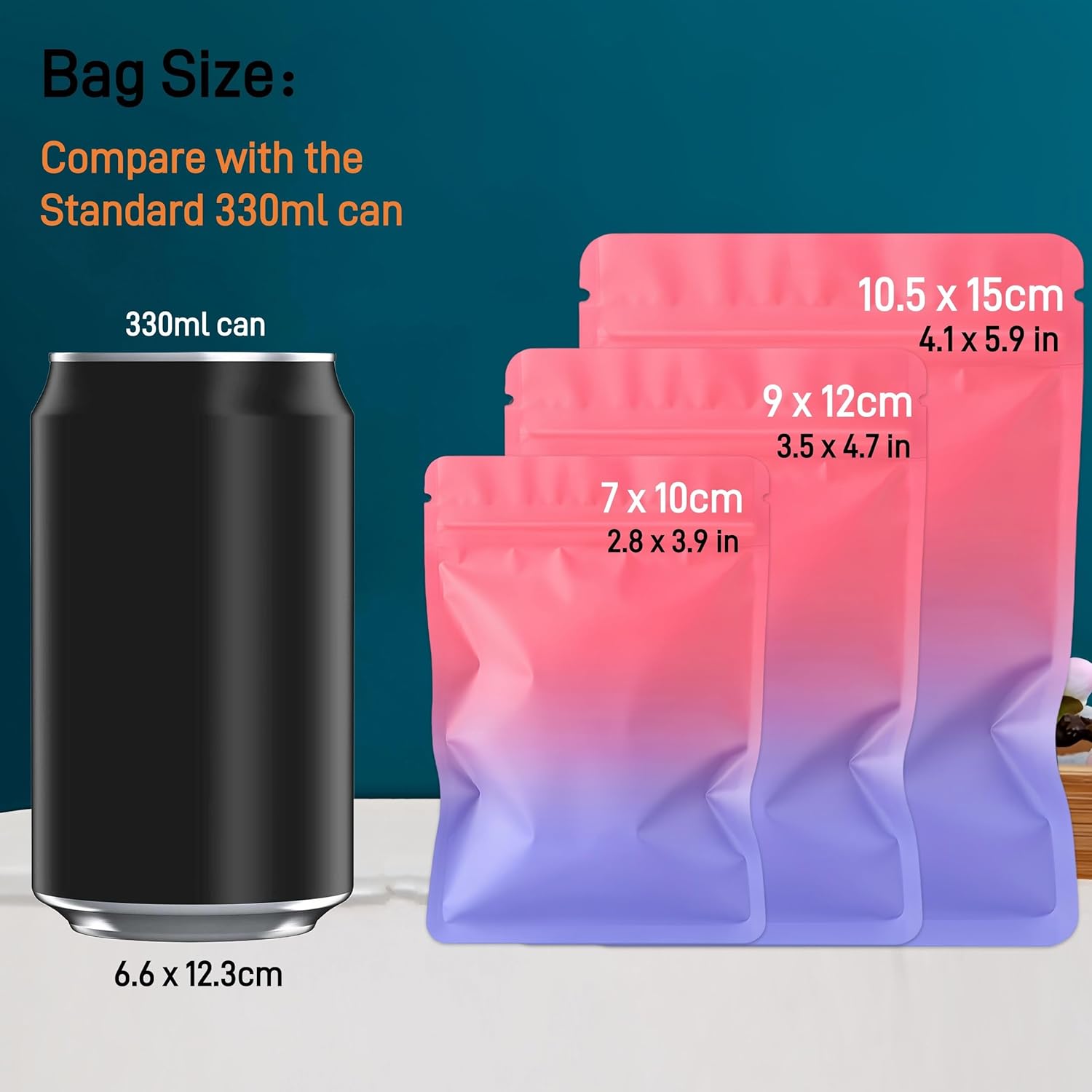 100Pcs Mylar Bags,Resealable Bag Small Foil Ziplock Bags,Cali Packs,Mylar Bags 3.5 Grip Seal Packaging Baggies for Food,Jewelry, Electronics (Red-Purple, 9x12cm - 100pcs) - Image 4