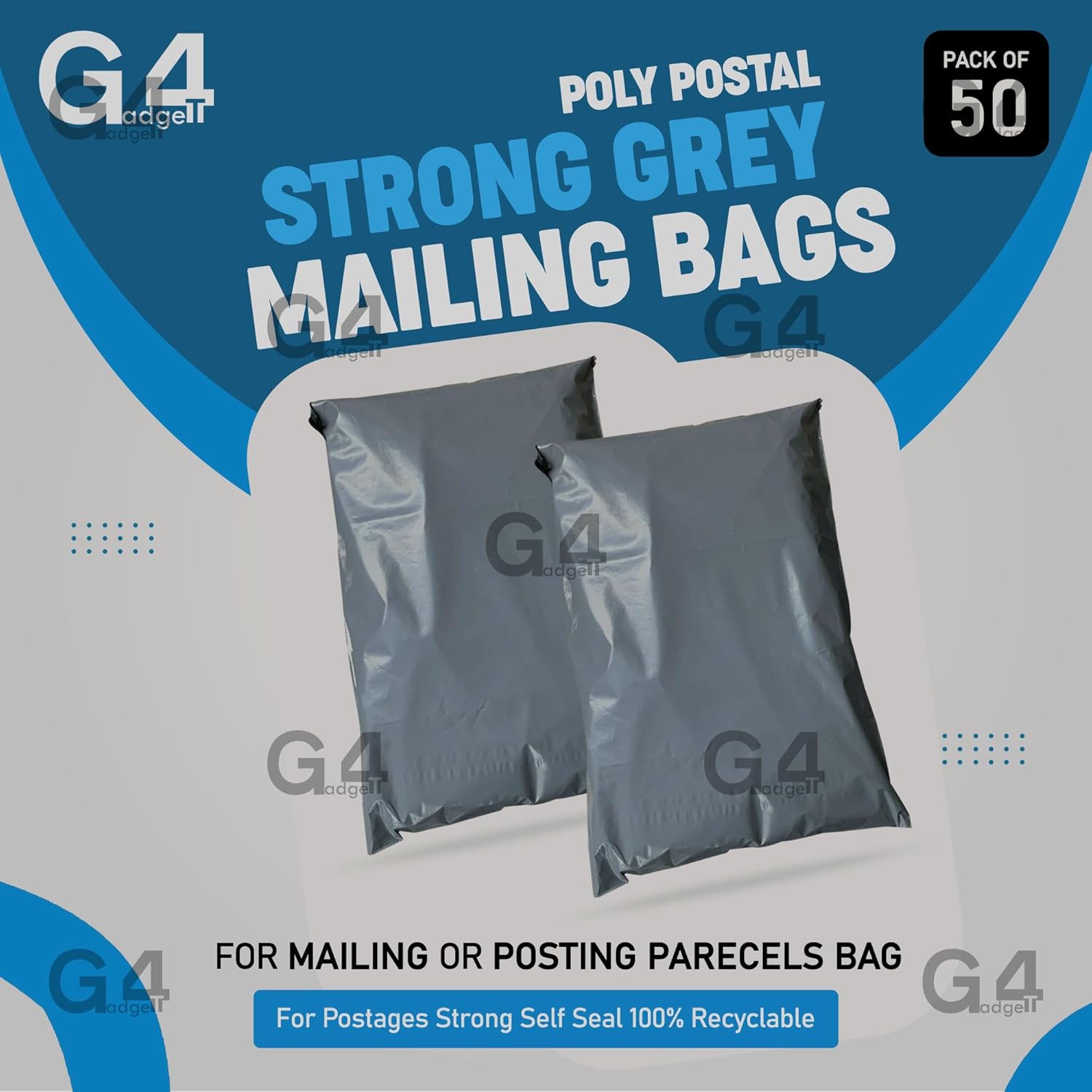 Poly Postal Mailing Bags Pack Of 50 9"X12" For Postage Packaging Bags For Mailing Or Posting Parecels Bag For Postages Strong Self Seal 100% Recyclable - Image 2