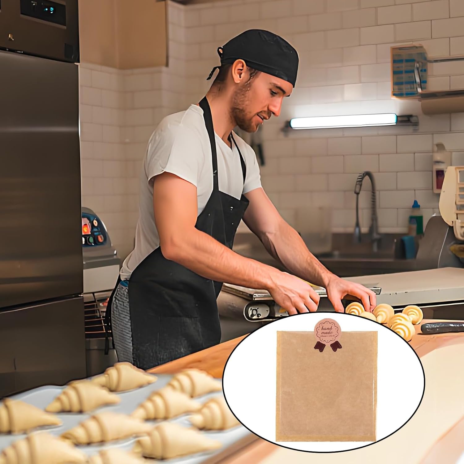 107 Pcs Paper Sandwich Bags, Heat Sealable Front Cellophane Clear Window Kraft Paper Bags with Stickers for Sandwich Packaging Toast Sweets Cookies Snacks Baking - Image 5