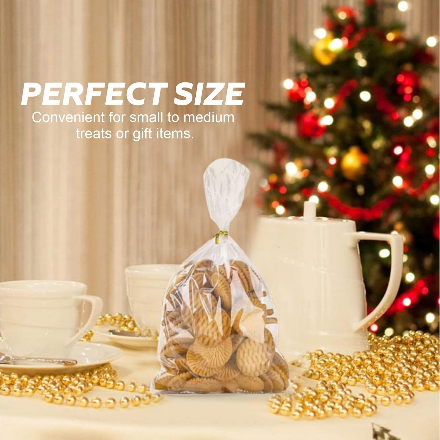 Cello Bags Resealable Transparent Flat Cellophane Treat Bag with Ties Cookies Bakery Candy Fruits Reusable Sweet Party Plastic Gift Bags Nuts Chocolates Popcorn Snacks 25cmx15cm (20Pcs) - Image 5