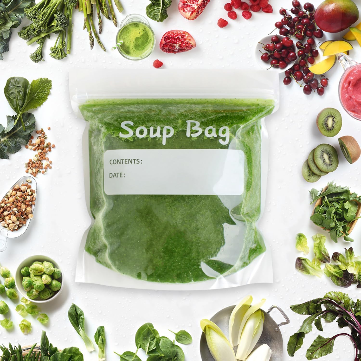 Soup Freezer Bags Reusable Liquid Storage Bag Ziplock Sauce Container Clear Sealed Bag, 1 Litre - Pack of 28 - Image 6