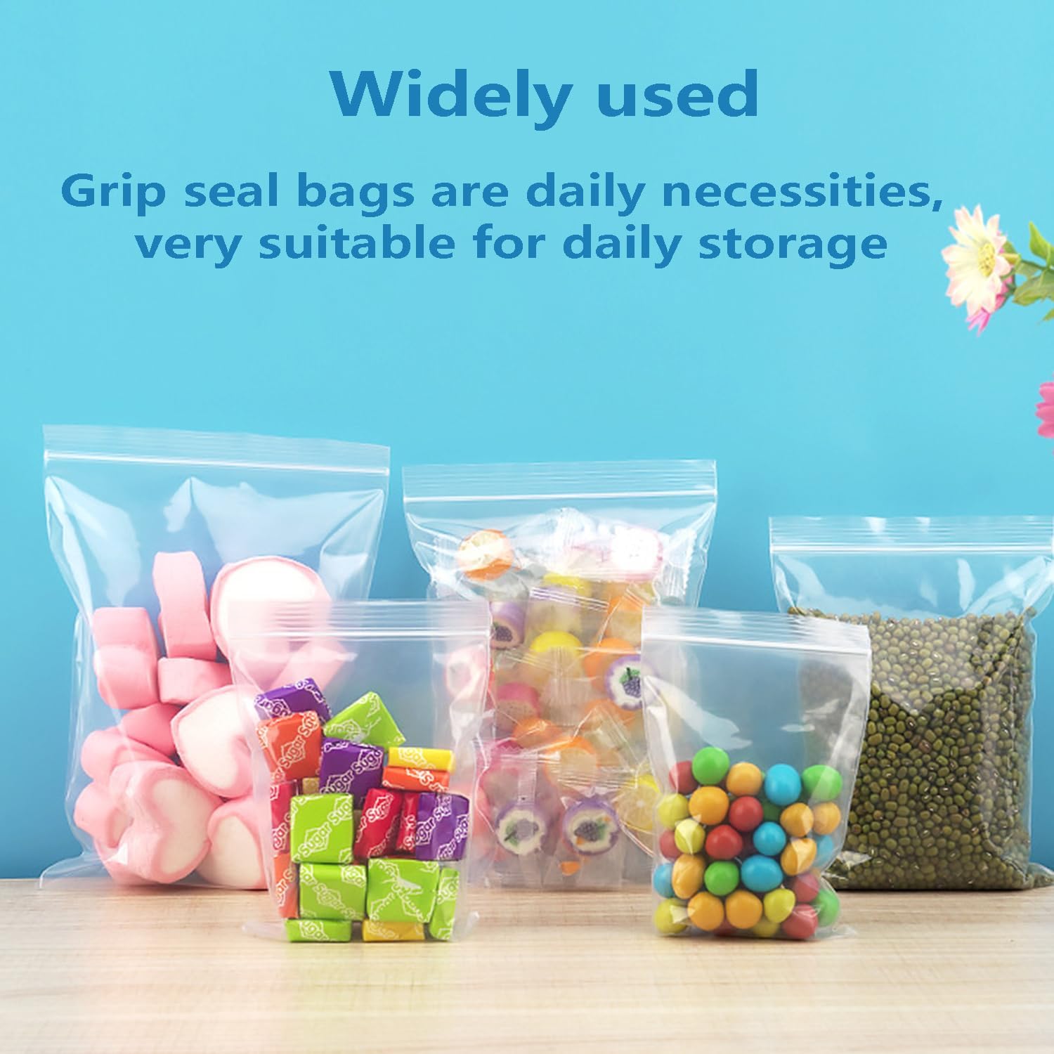 100 Reusable 8x12cm Resealable Plastic Bags, Clear, Poly Grip Seal Bags, Transparent, Zip Lock Bags for Jewelry, Candies, Medicine, Snacks, Seeds - Image 5