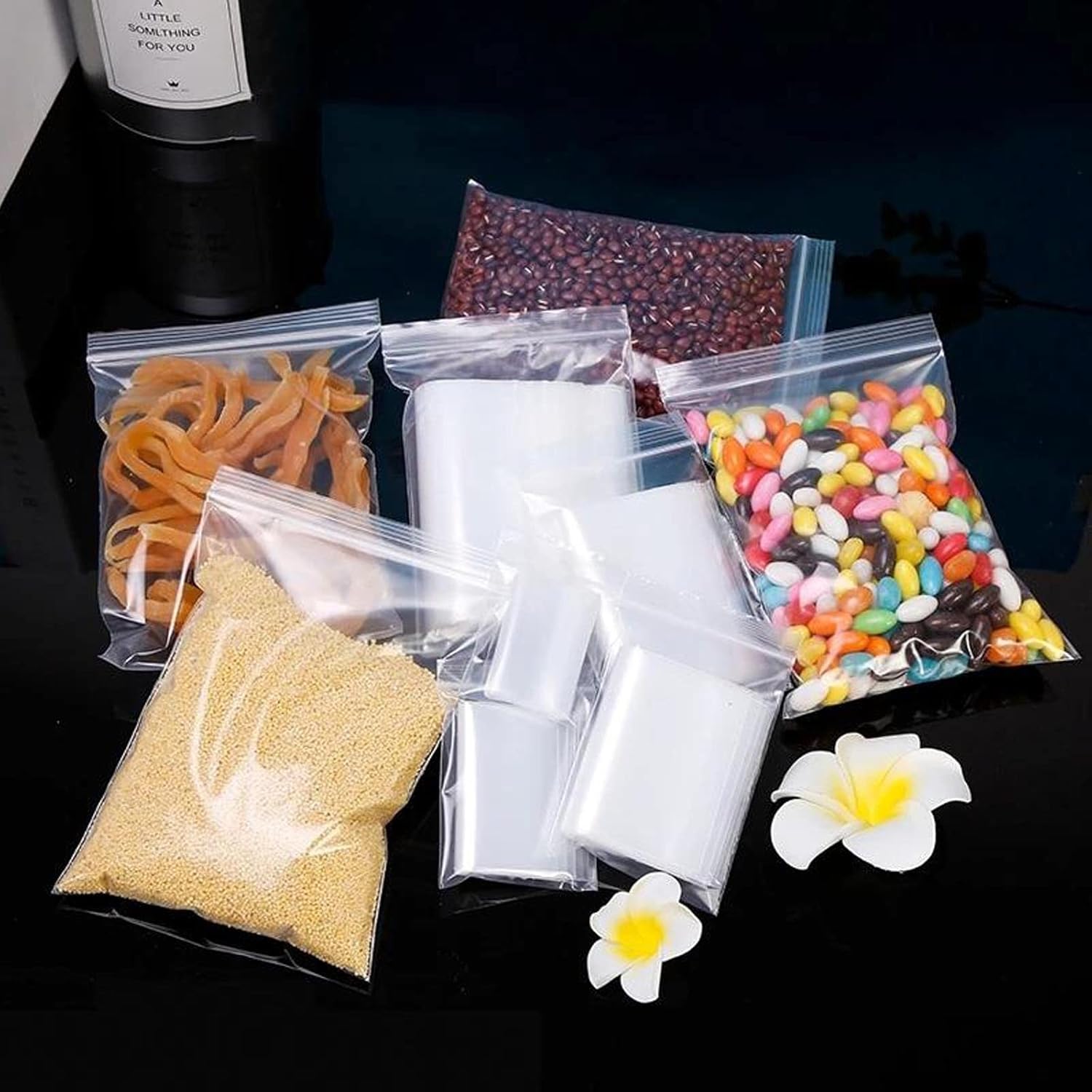 AKAR Clear Grip Seal Bags Small 1.5" x 2.5" | 200 Resealable Press & Seal Plastic Bags | Zip Lock Poly Packaging for Kitchen Storage, Jewellery, Sweets, DIY Arts - Image 3