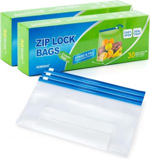 60 Pcs Zip Lock Freezer Bags –...