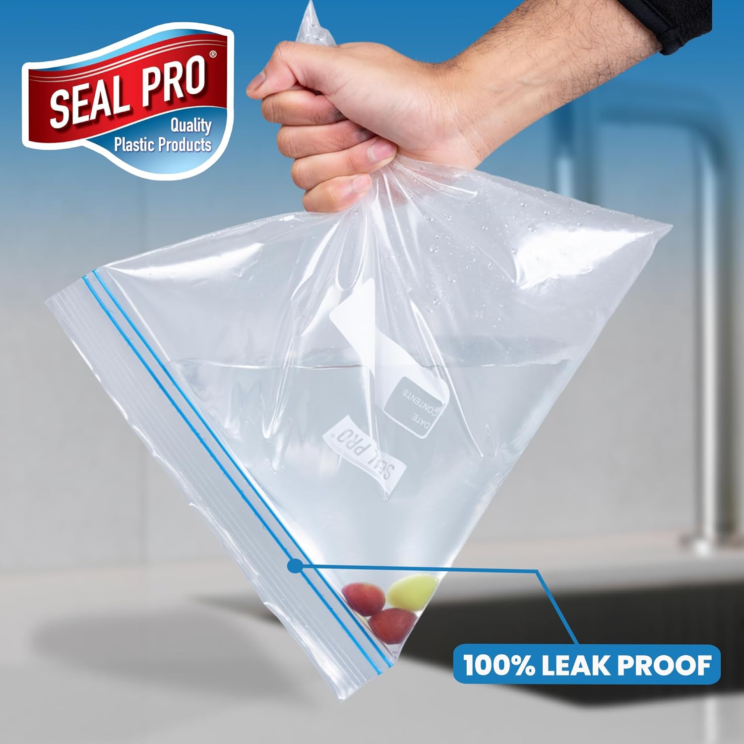 Large Freezer Bags Pack of 10 – Freezer Plastic Food Bag with Zip Seal - Easy Opening Resealable Airtight Food Bags - Ideal for Meal Prep Travel & Organization –13 x 15.5 Inches - Image 4