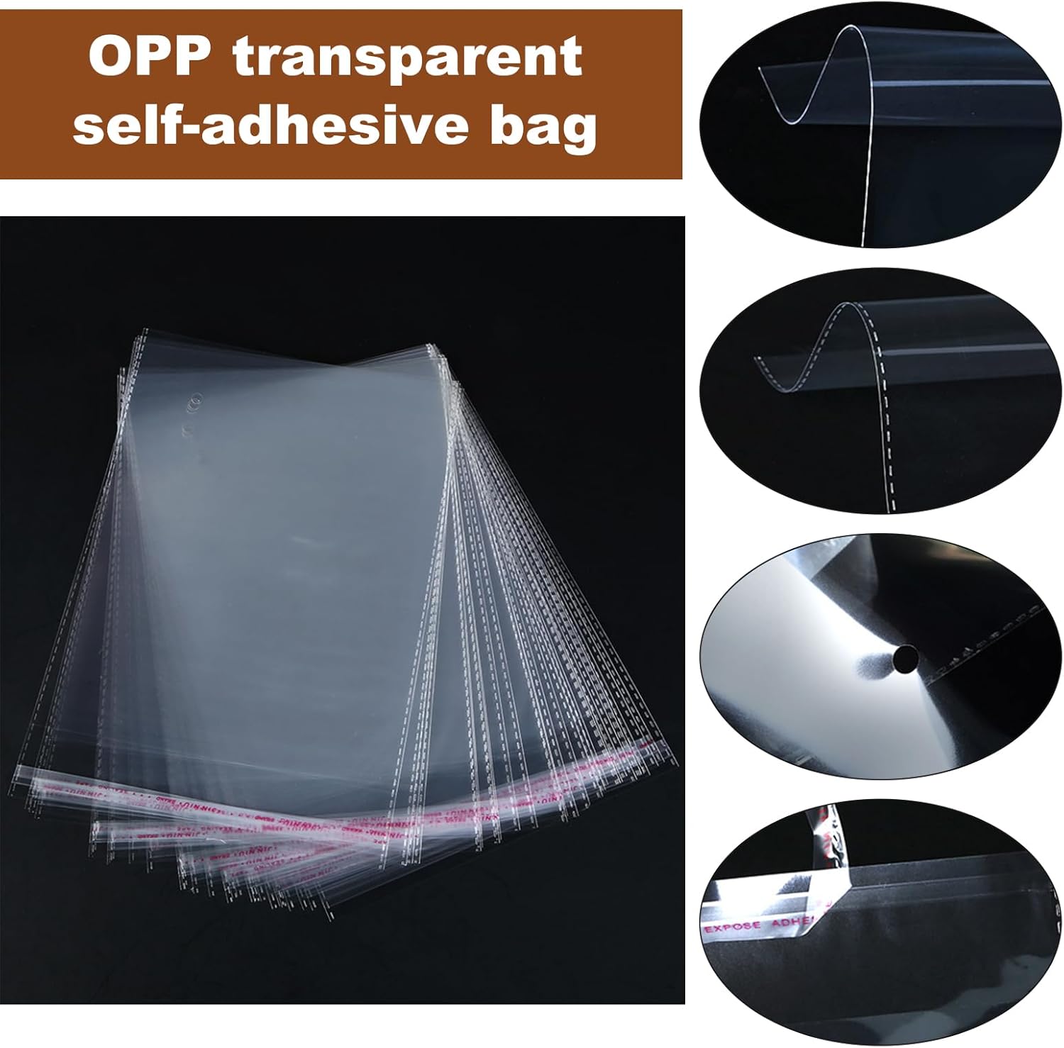 100pcs transparent packages self seal cellophane bags(12x17Inch),opp A3 cellophane bag,cellophane bags large for cookies, candies, gifts, clothes, shoes - Image 4