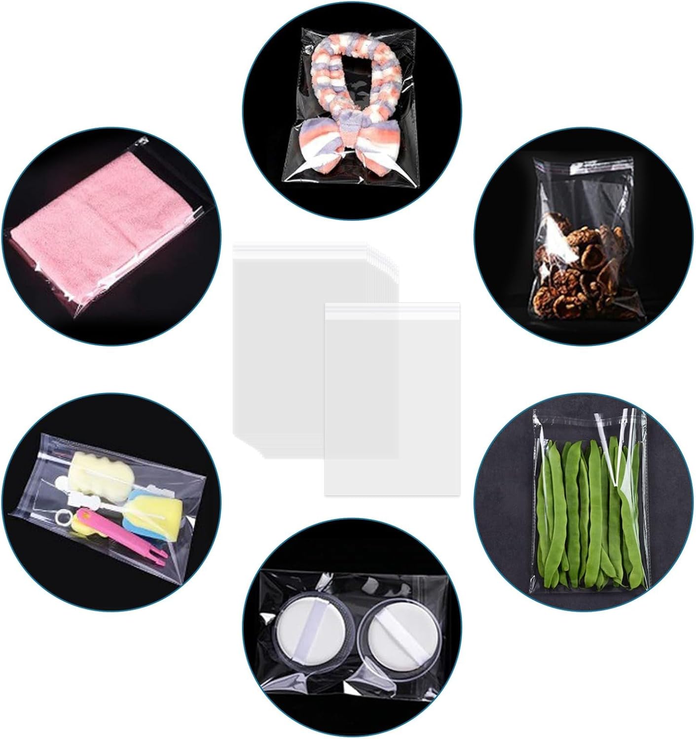 100 Pack Clear Self-adhesive Bags, A5 Self Seal Cellophane Bag Display/Sealable Bag Small Clear Bags for Cookies, Cards, Sweets,Jewelry, Gifts, DIY Handmade - Image 3