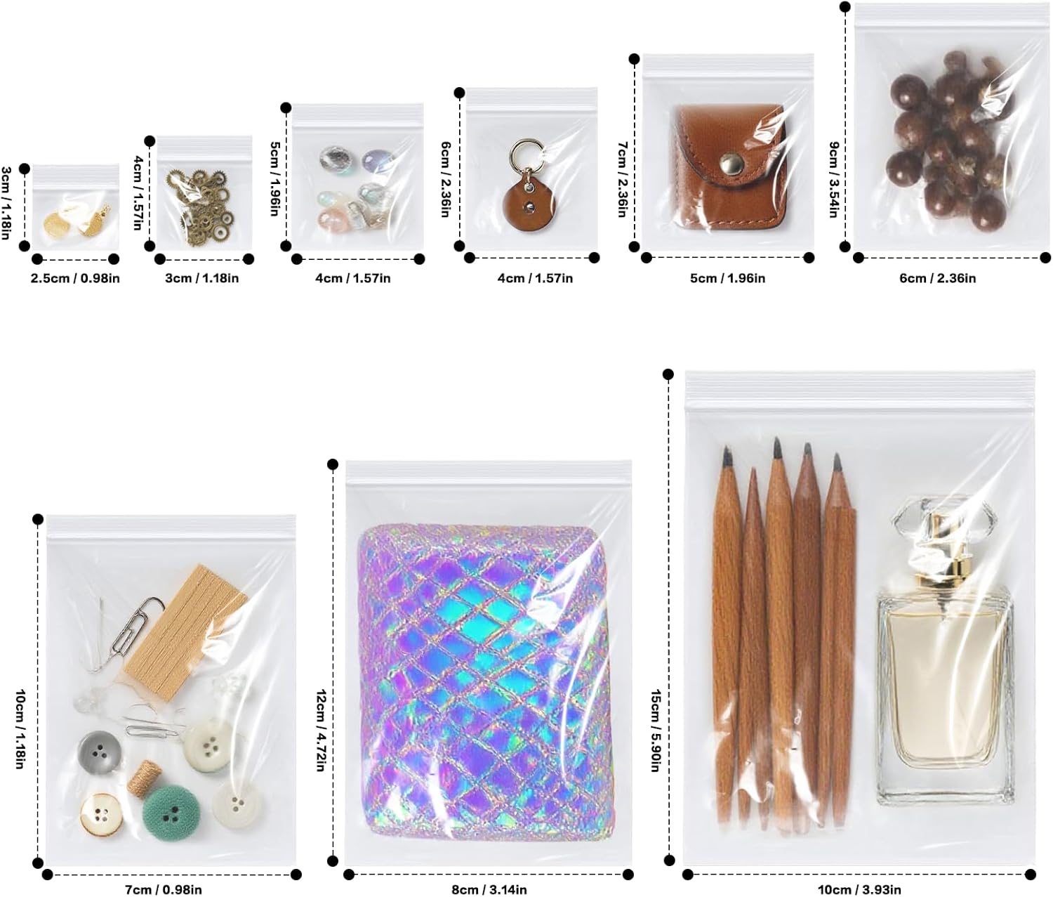 Small Sealable Plastic Bags 8x12 cm, 100 Pieces Zip Lock Bag Reusable Grip Seal Clear Baggies Polythene Pouches for Jewellery Earrings Cookies Sweets Screws - Image 4