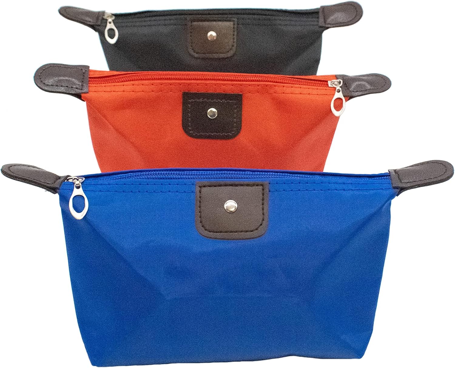 TRIXES 3PCS Small Travel Bag Set – Waterproof Storage and Organiser Pouch for Makeup, Cosmetics, Toiletries, Accessories, Brushes – Bathroom Wash Bags – Royal Blue, Black and Red - Image 3