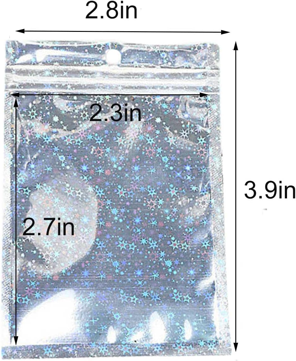 50 PCS Holographic Packaging Bags, Wax Melt Bags Sweet Packaging Jewellery Mylar Bag Foil Pouch Self Sealing Storage Foil Ziplock Bag Cookie Mylar Pouches for Candy Food (7 * 10cm/2.8 * 3.9inch) - Image 2
