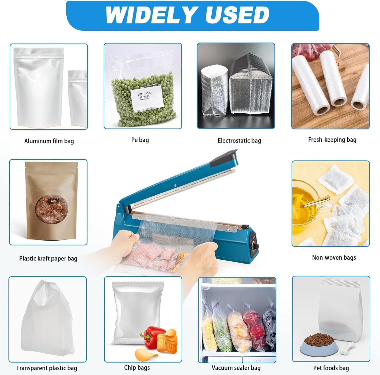 CROWNSHOP 400MM Impulse Heat Sealer Portable Manual Food Film Sealing Machine Pressure Sealing Machine for Plastic Bag for Food Sealing - Image 7