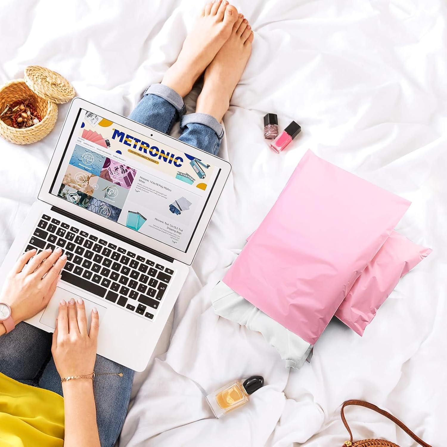 Switory Parcel Bags Postal Bags Shipping Bags Strong Adhesive Mailing Bags, Waterproof and Tear-Proof Multipurpose Envelopes for Clothing, Small Business, Boutique, 30.5 x 39.5cm, Light Pink, 25pcs - Image 7